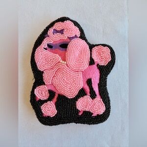 Vintage C. Marie Pink Poodle Beaded Coin Purse Pink Satin Interior